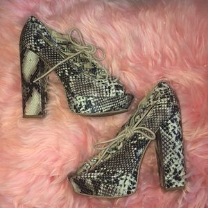 Python Platform Lace Up Heeled Sandals